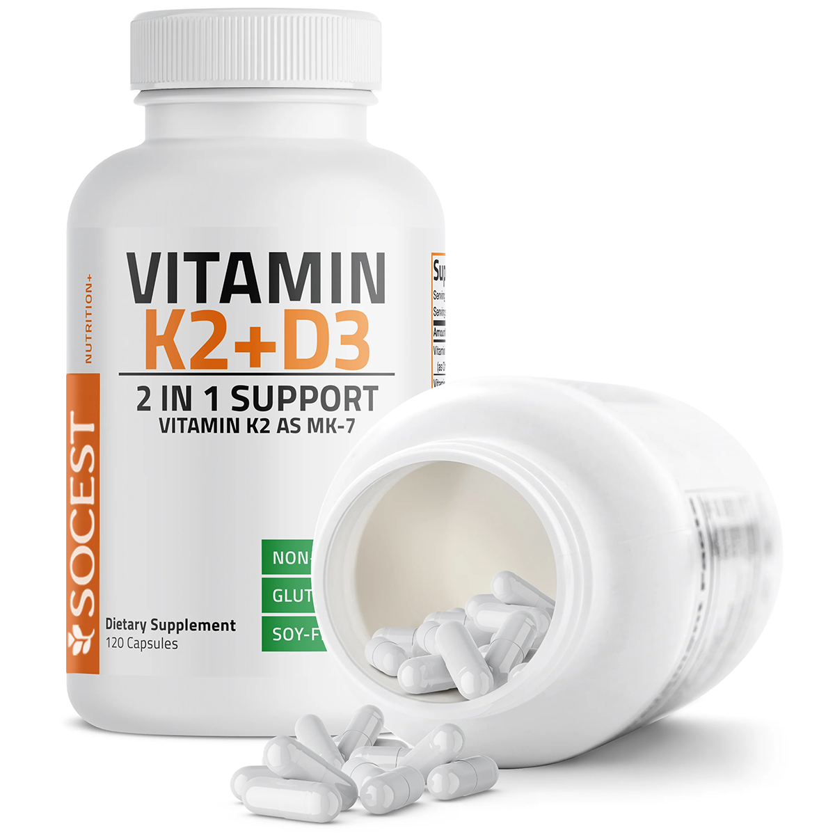 SOCEST® Vitamin K2 MK-7 Plus Vitamin D3