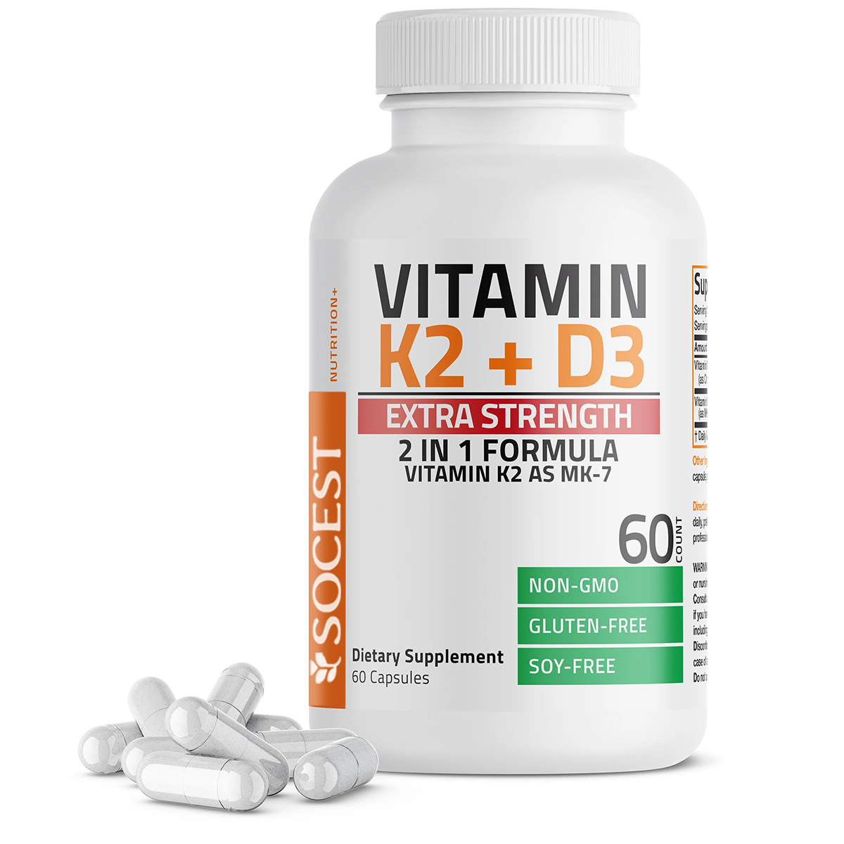 SOCEST® Vitamin K2 MK-7 Plus Vitamin D3