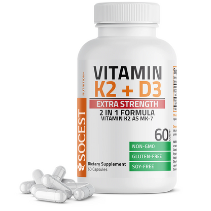 SOCEST® Vitamin K2 MK-7 Plus Vitamin D3